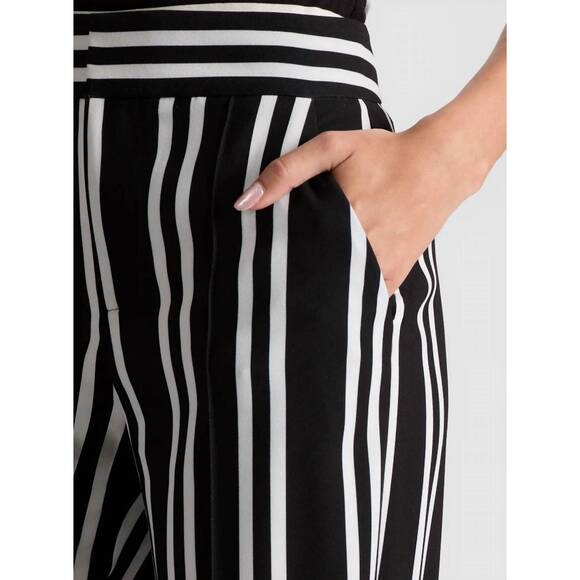 NEW ALICE + OLIVIA dylan paddleboard stripe pant in black/ecru - Picture 5 of 5